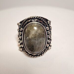 925 Silver Gray Stone Ring